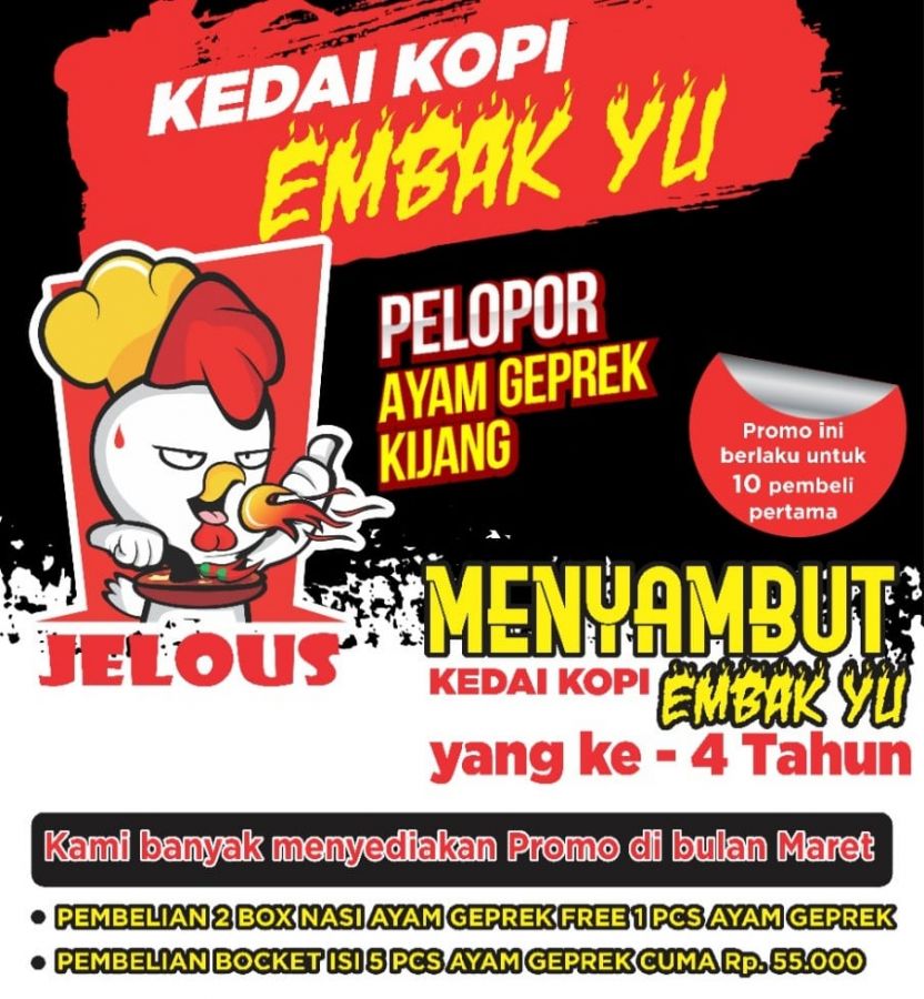 Buruan Ayam Geprek Embak Yu Lagi Promo, Beli 5 Pcs Hanya 55 Ribu Rupiah