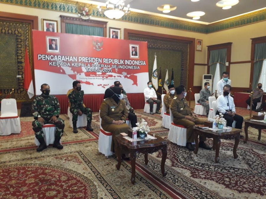 Danlantamal IV Hadiri Vicon Presiden RI Kepada Kepala Daerah Seluruh Indonesia Terkait Covid 19